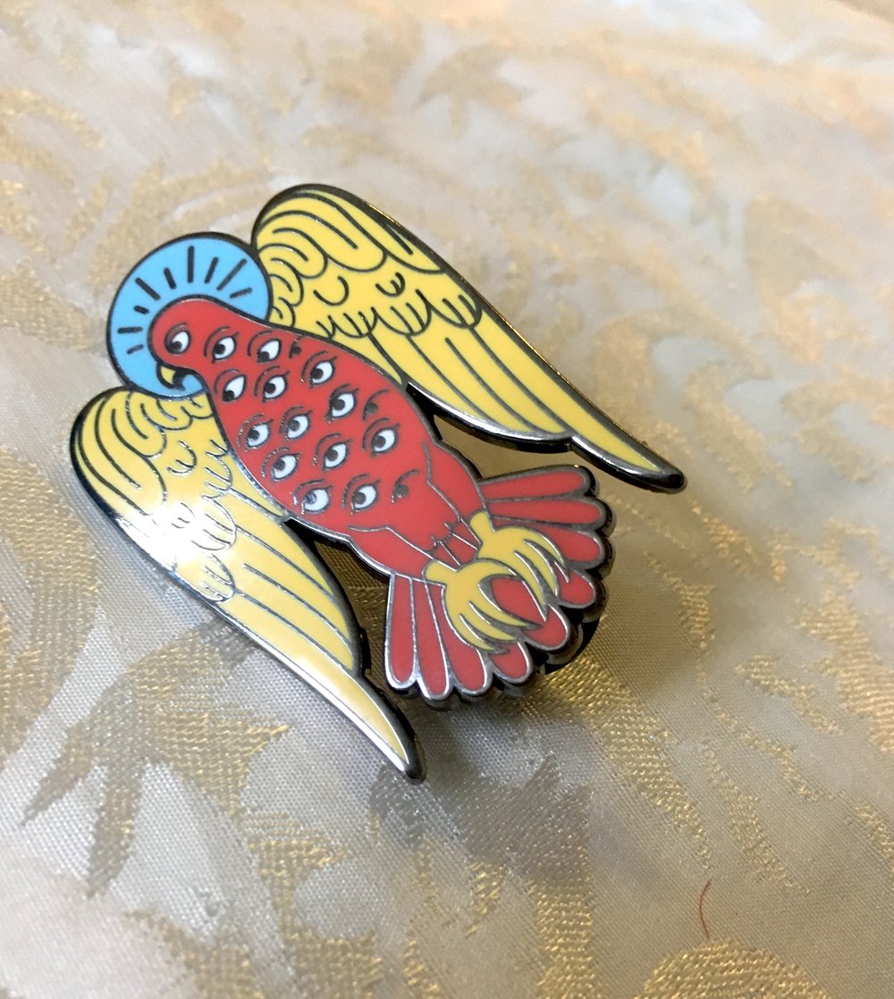 Biblically accurate bird enamel pin
