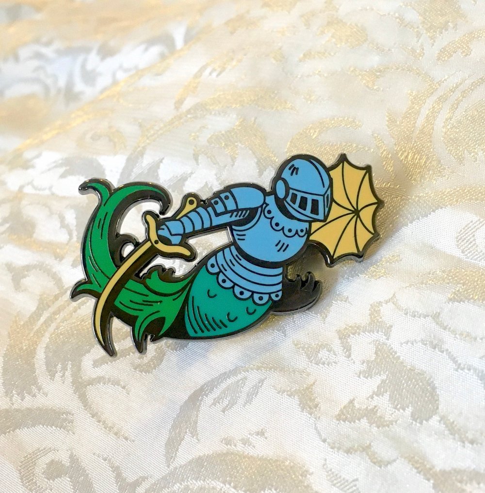 Mer-knight enamel pin
