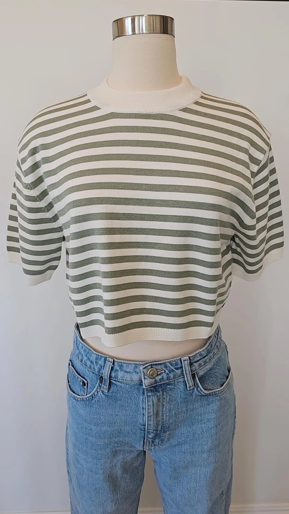 Image of Sage stripe knit top