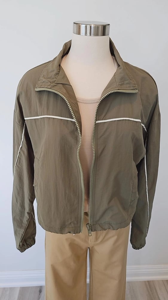 Image of Olive windbreaker jacket