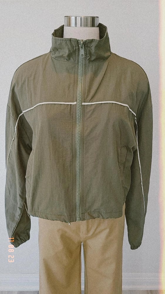 Image of Olive windbreaker jacket