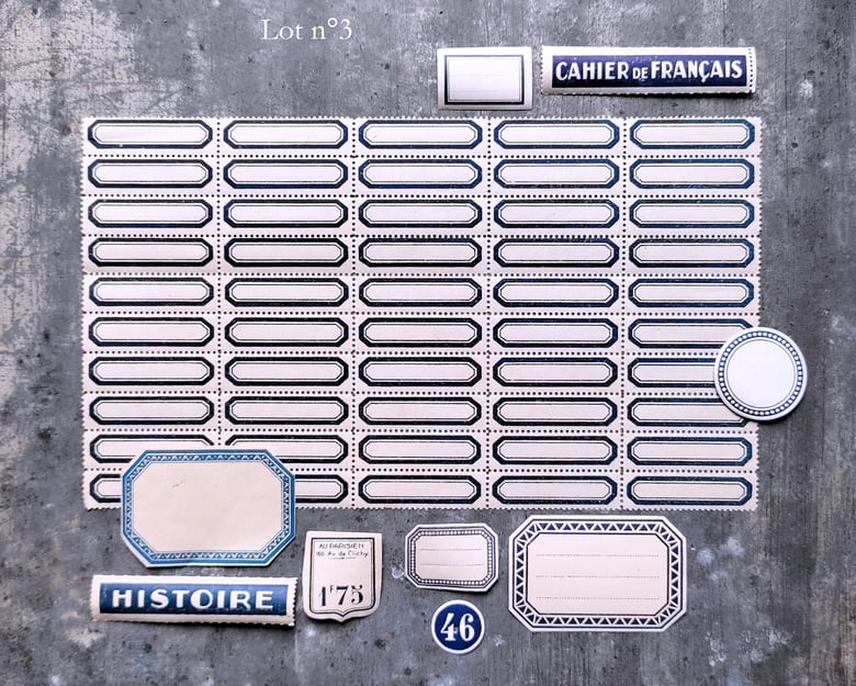 Image of Lot de 60 anciennes étiquettes gommées