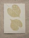 Lime Leaf Print - A6 - Original Art - Sage Green 