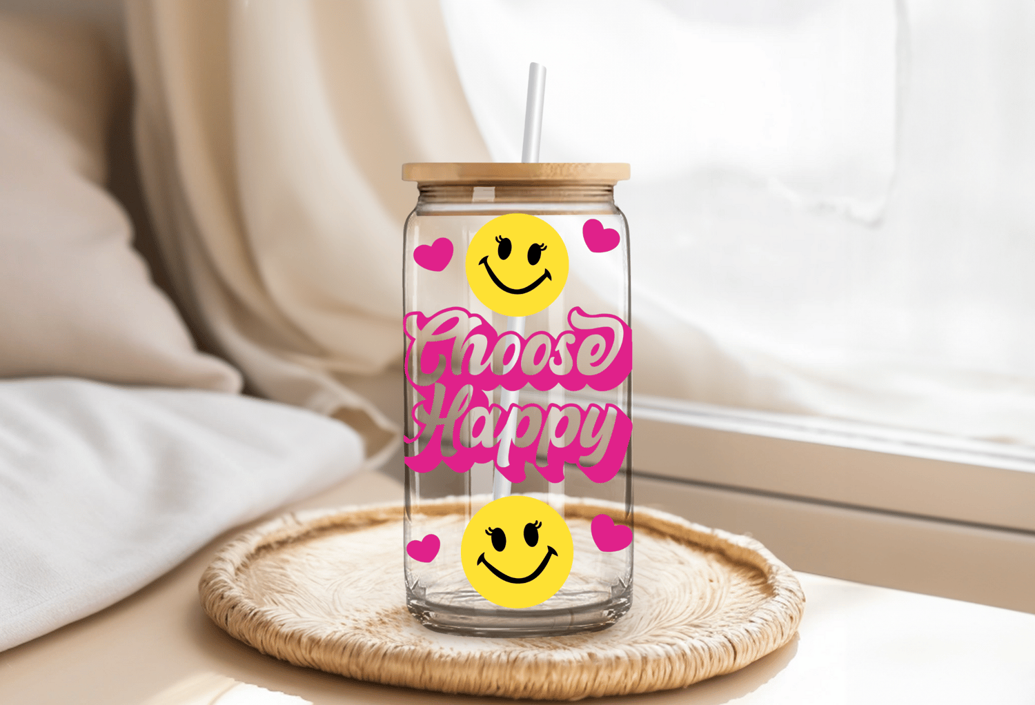 Image of Choose Happy Libby Can Glass