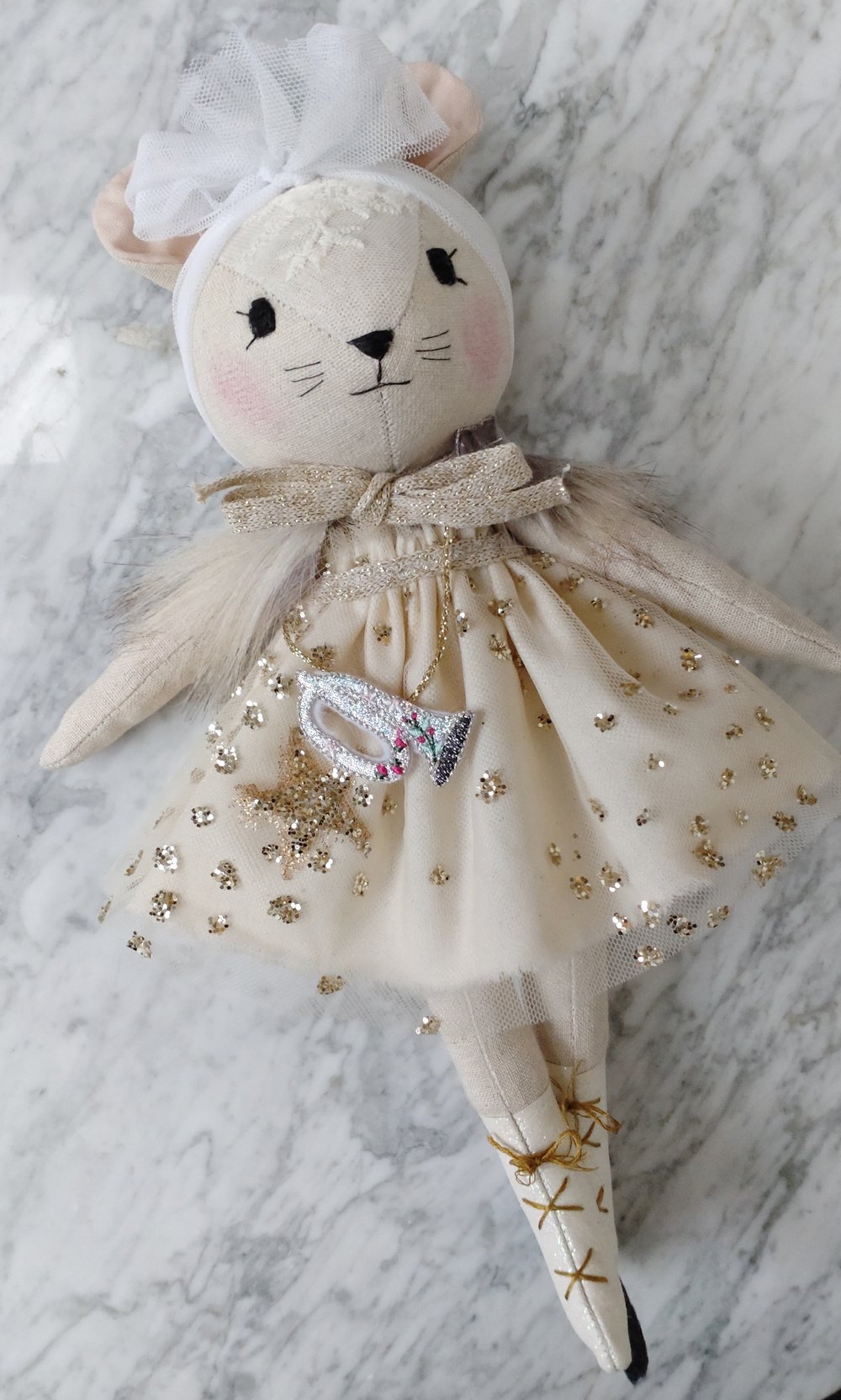 Image of Holiday mouse on skates - gold dress