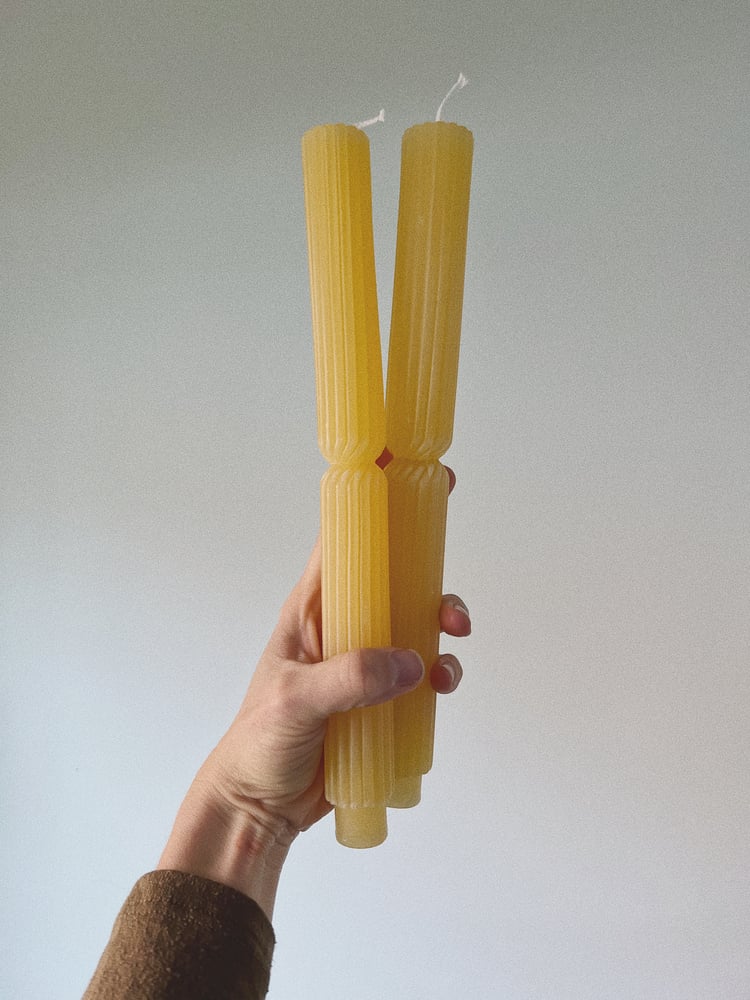 Image of Large chunky ribbed taper candle