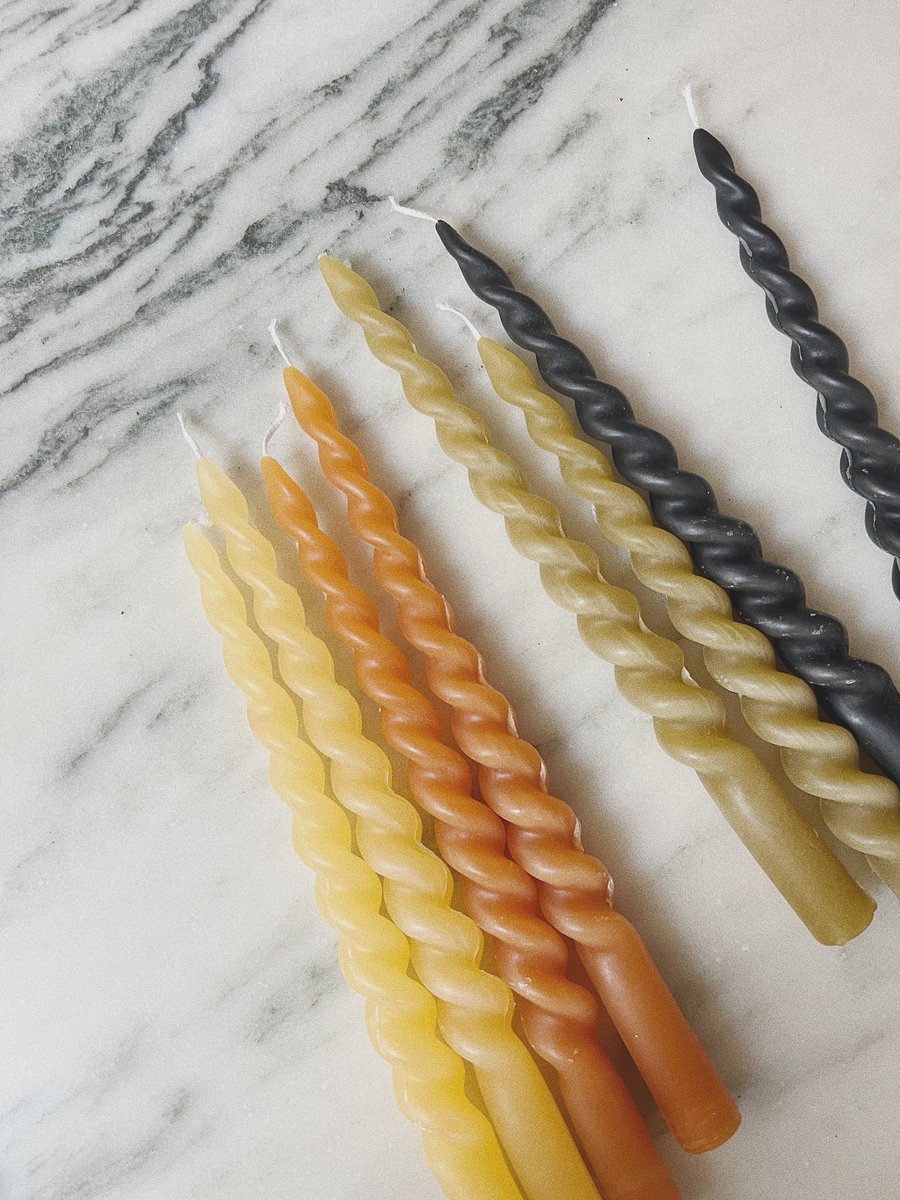 Extra long spiral taper candles whiskey + wine