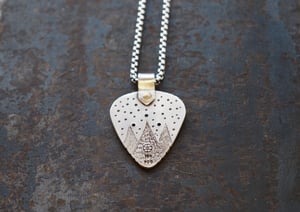 Image of Silver, Gold and Sapphire Guitar Pick Pendant