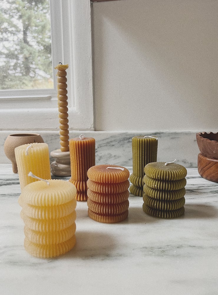 Image of Ribbed pillar candles
