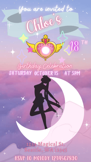 Image of Customizable Video Sailor Girl Digital Invitation for Party and Birthday