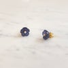Blue Sapphire Pansy Stud Earring