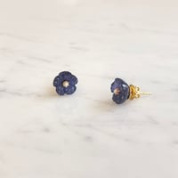 Image 1 of Blue Sapphire Pansy Stud Earring