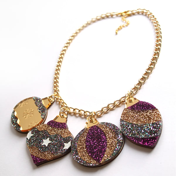 Image of Christmas Bauble Necklace - Multi-Glitter - PRE_ORDER