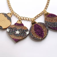 Image 2 of Christmas Bauble Necklace - Multi-Glitter