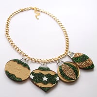 Image 2 of Christmas Bauble Necklace - Green 