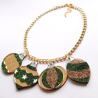 Image 3 of Christmas Bauble Necklace - Green 