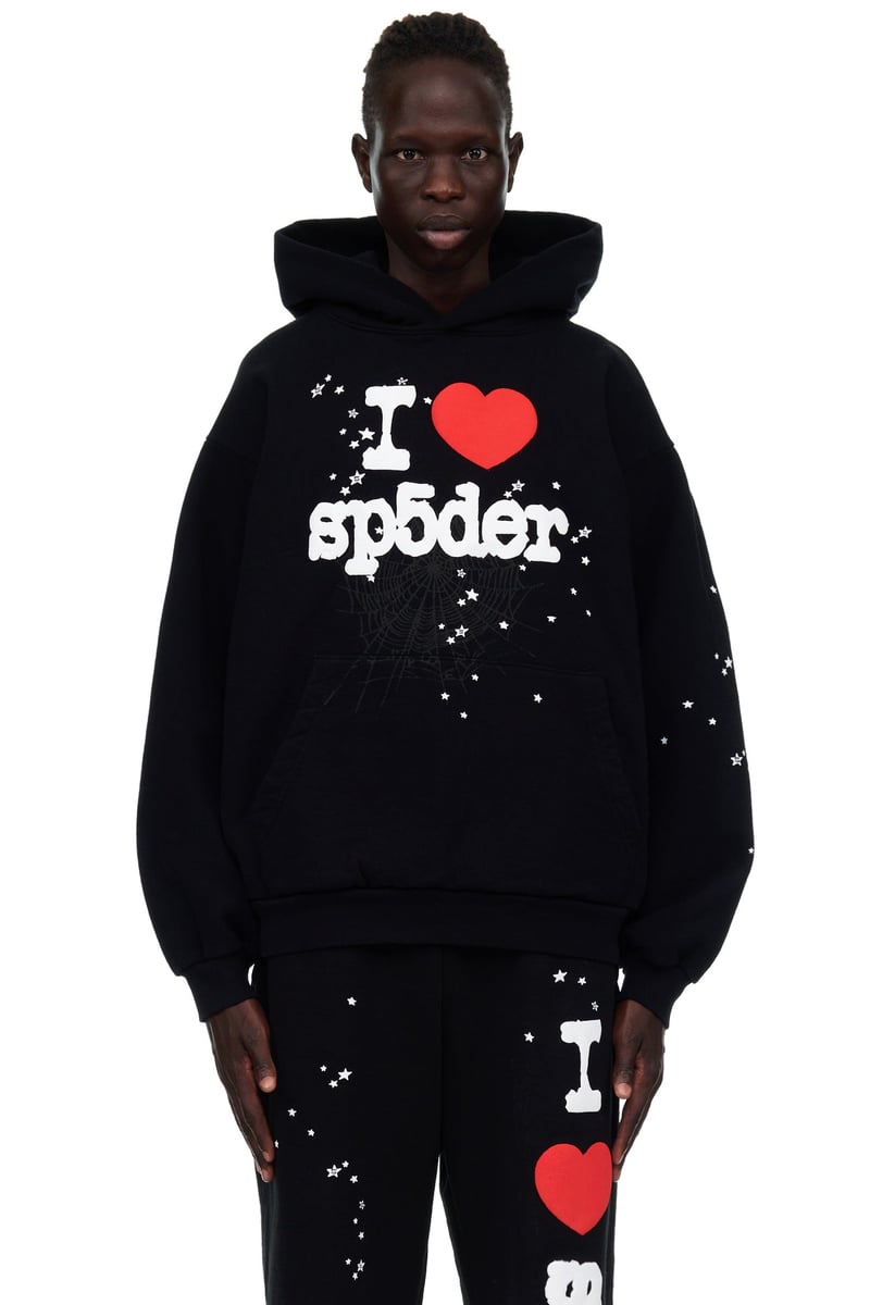 Sp5der I Love sp5derパーカー SP5DER WORLDWIDE I HEART SP5 SOUVENIR HOODIE BLACK | THE BLUEPRINT