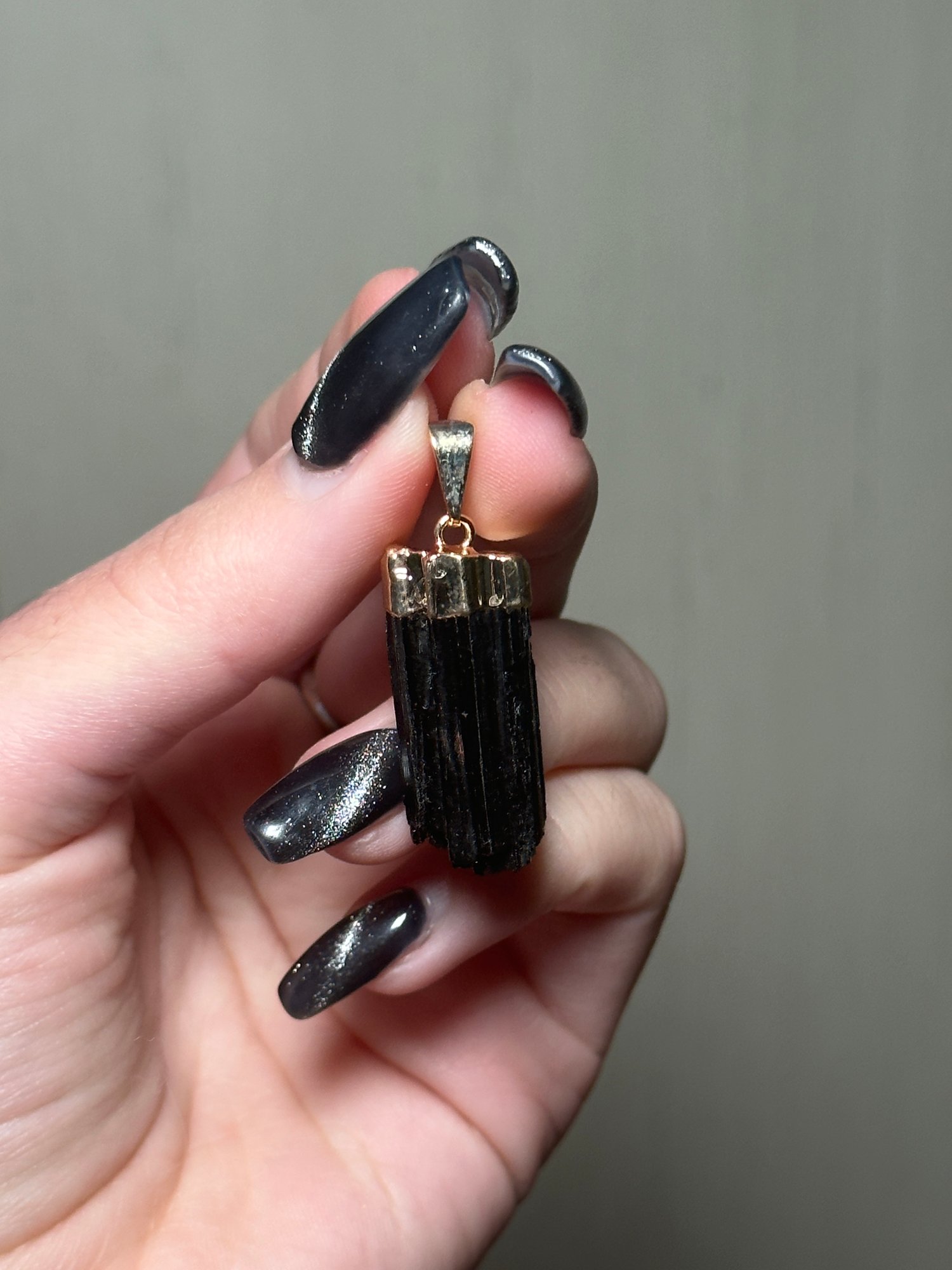 GOLD PLATED BLACK TOURMALINE PENDANTS