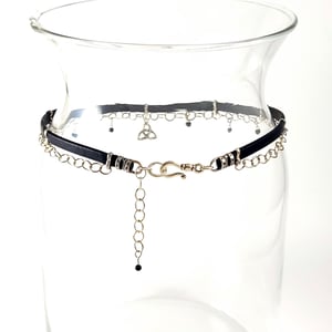 Image of Black Leather and Sterling Choker with Celtic Knot