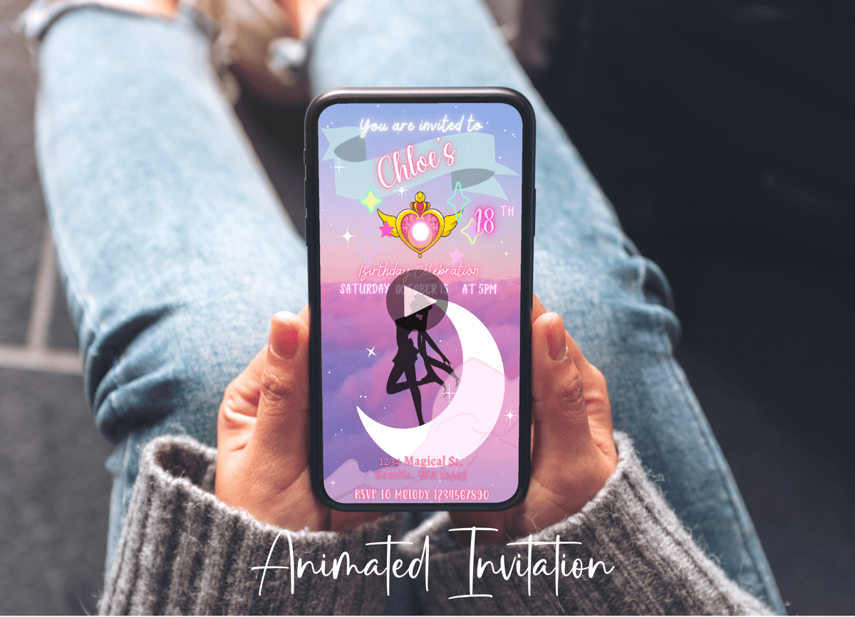 Image of Customizable Video Sailor Girl Digital Invitation for Party and Birthday