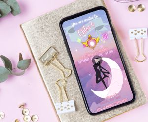 Image of Customizable Video Sailor Girl Digital Invitation for Party and Birthday