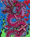DRAGON & HEARTS | 36X28 ACRYLIC ON CANVAS