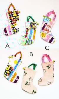 Image 2 of vtg patchwork COURTNEYCOURTNEY vintage fabric boot rainboot stocking stockings handles bag pouch