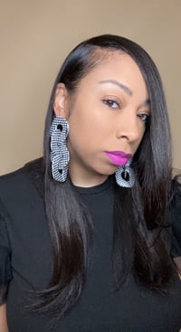 Image 1 of Big Link Earrings- Black and White 