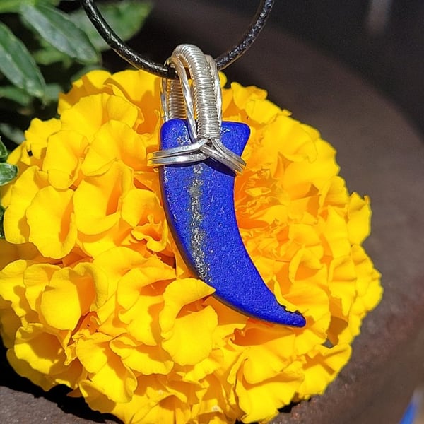 Image of Lapis Lazuli Claw Pendant | Wire Wrapped Claw Necklace | Handmade Jewelry | Throat Chakra Crystal