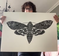 Image 2 of Death Head Hawk Moth Original Lino Print