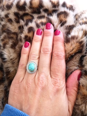 Image of Bague turquoise du tibet - taille 50 - ref. 7847