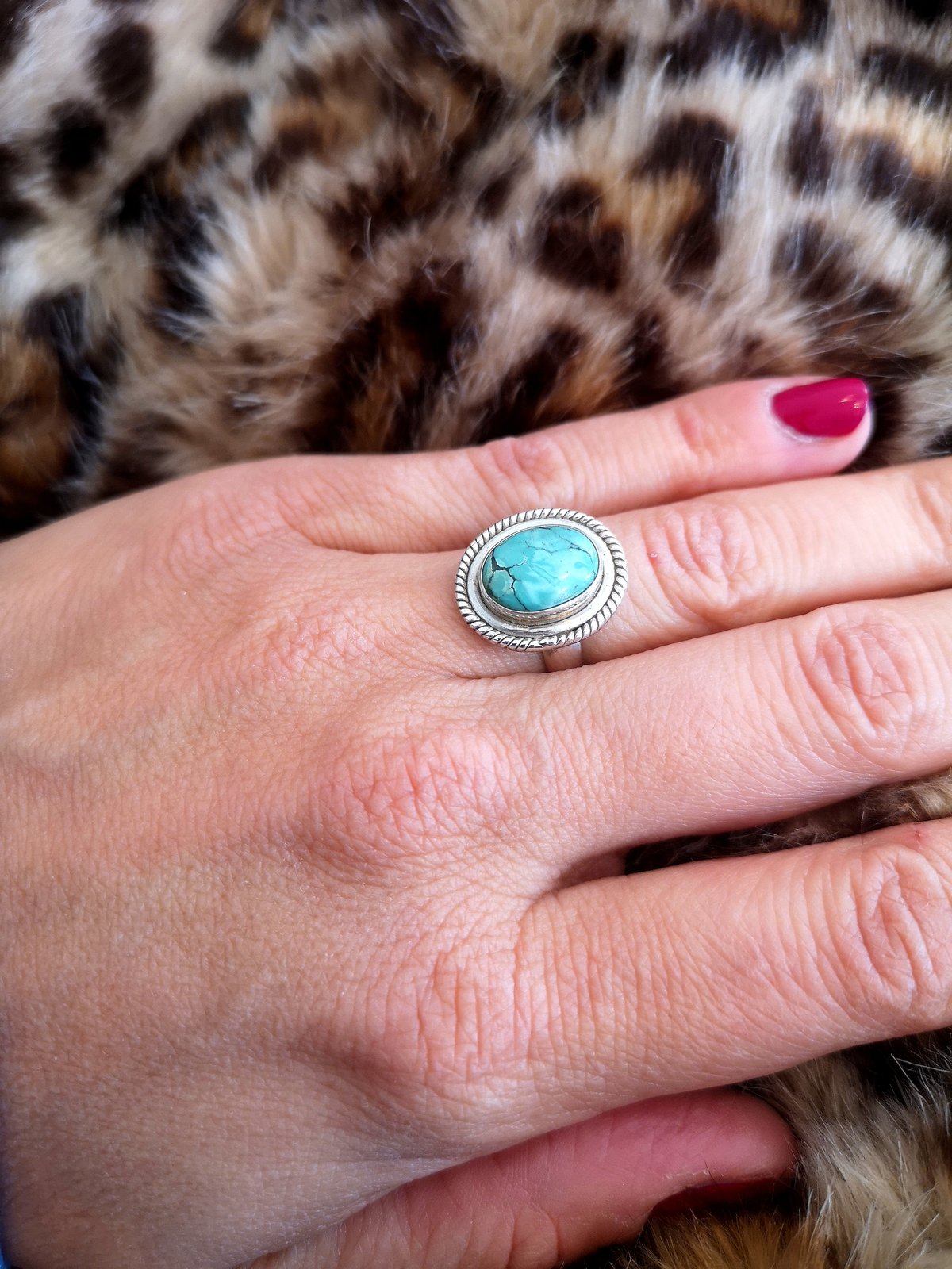 Image of Bague turquoise du tibet - taille 50 - ref. 7847