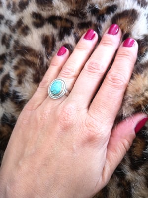 Image of Bague turquoise du tibet - taille 50 - ref. 7847