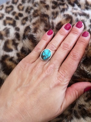 Image of Bague turquoise du tibet - taille 50 - ref. 7108