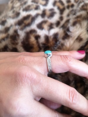 Image of Bague turquoise du tibet - taille 50 - ref. 7848