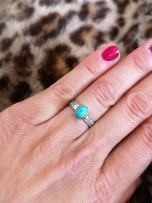 Image of Bague turquoise du tibet - taille 50 - ref. 7848