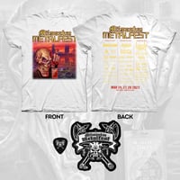 Milwaukee Metal Fest T-shirt, patch, guitar pick bundle (white)