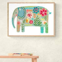 Image of Floral Elephant Print