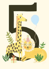 Image of Personalised Jungle 5th Birthday Card