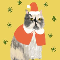 Image of Santa Claws Cat Christmas Card 