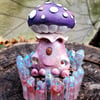 Amethyst the Fungi Friend (OOAK Clay Sculpt with Resin Base, Ready to Ship)