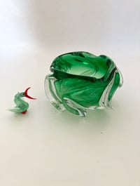 Vintage Murano Twisted Green Sommerso Art Bowl