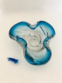 Blue and Clear Glass Art Bowl
