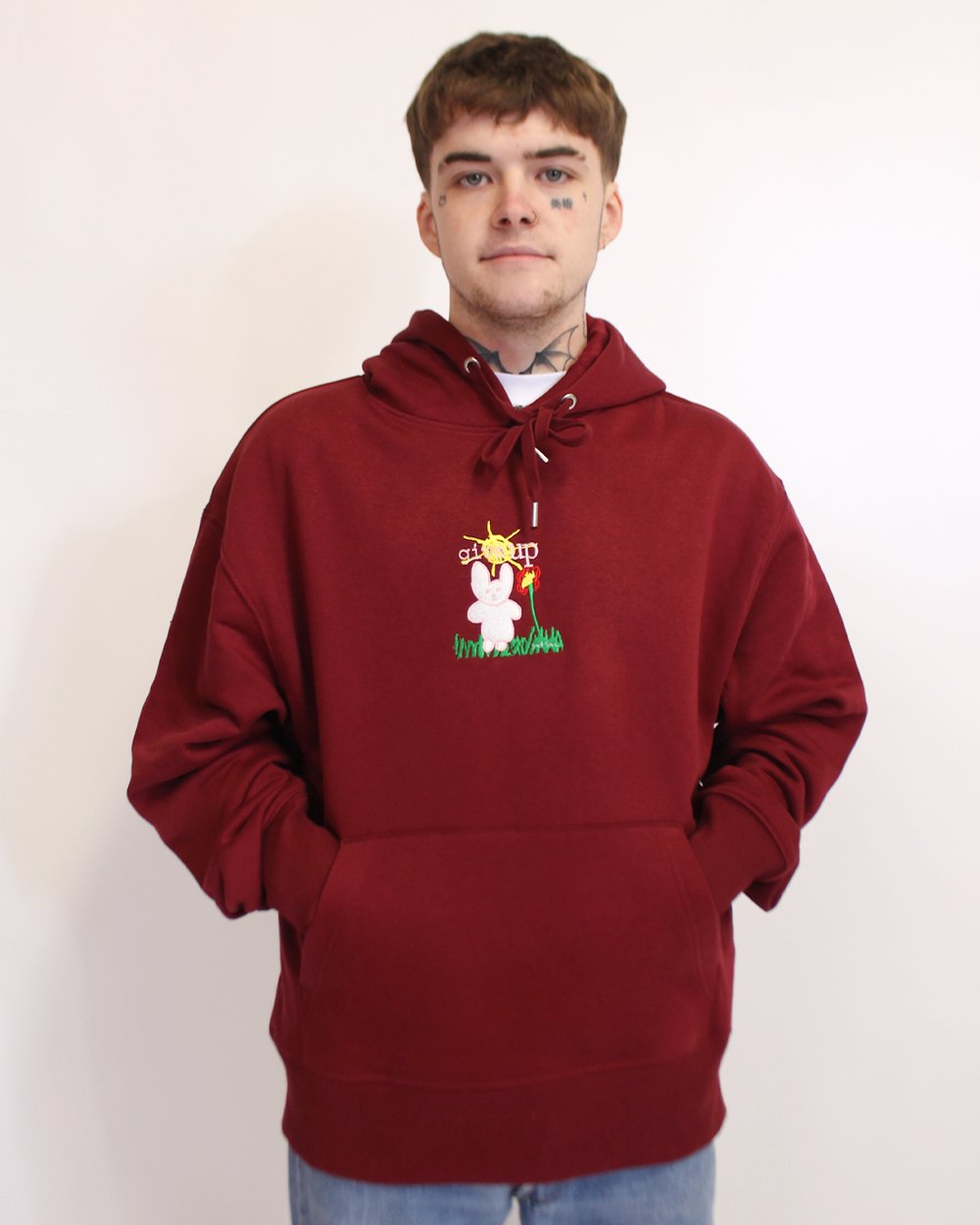 Image of “give up” hoodie (burgundy)