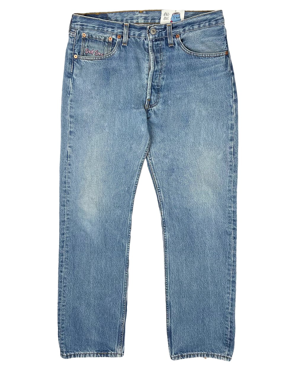 Image of "dvl bb” denim jeans (stonewash blue)