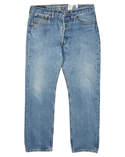 Image of "dvl bb” denim jeans (stonewash blue)