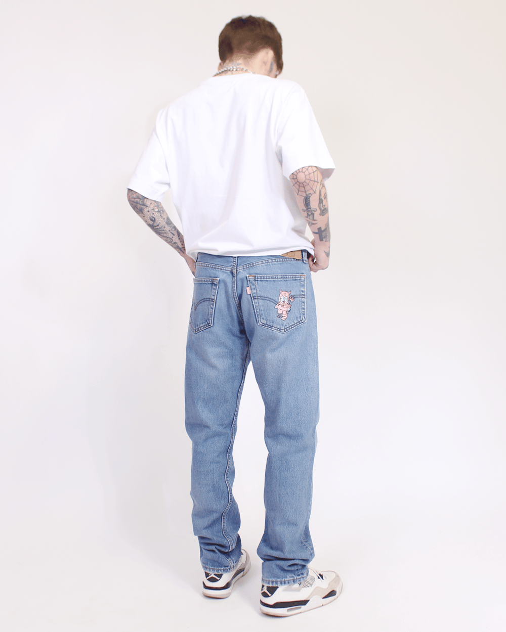 Image of "dvl bb” denim jeans (stonewash blue)