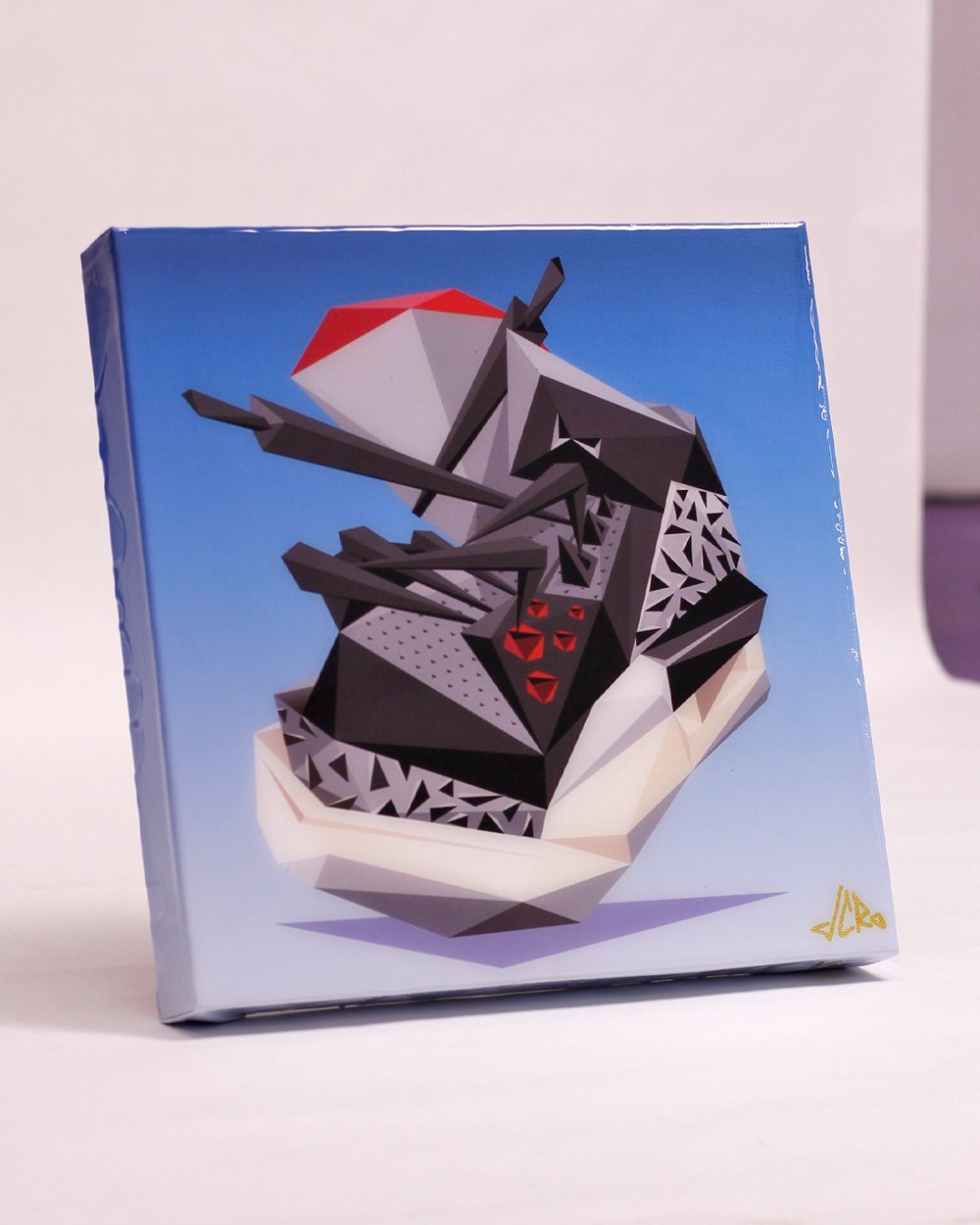 Image of 12 inch "Black Cement 3" Canvas Print + Resin