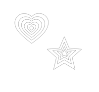 Radiating hearts and stars 