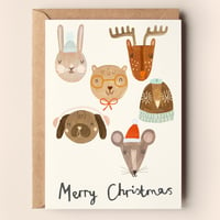 Image of Cute Christmas Faces Card 
